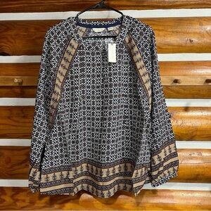 Anthropologie Black and Brown‎ Patterned Blouse